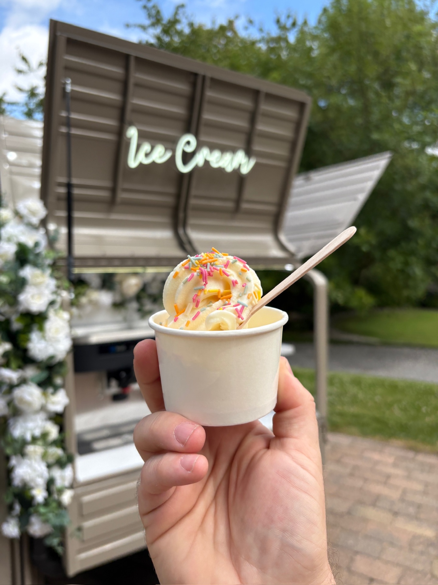 Colourful sprinkles and toppings for a branded ice cream activation