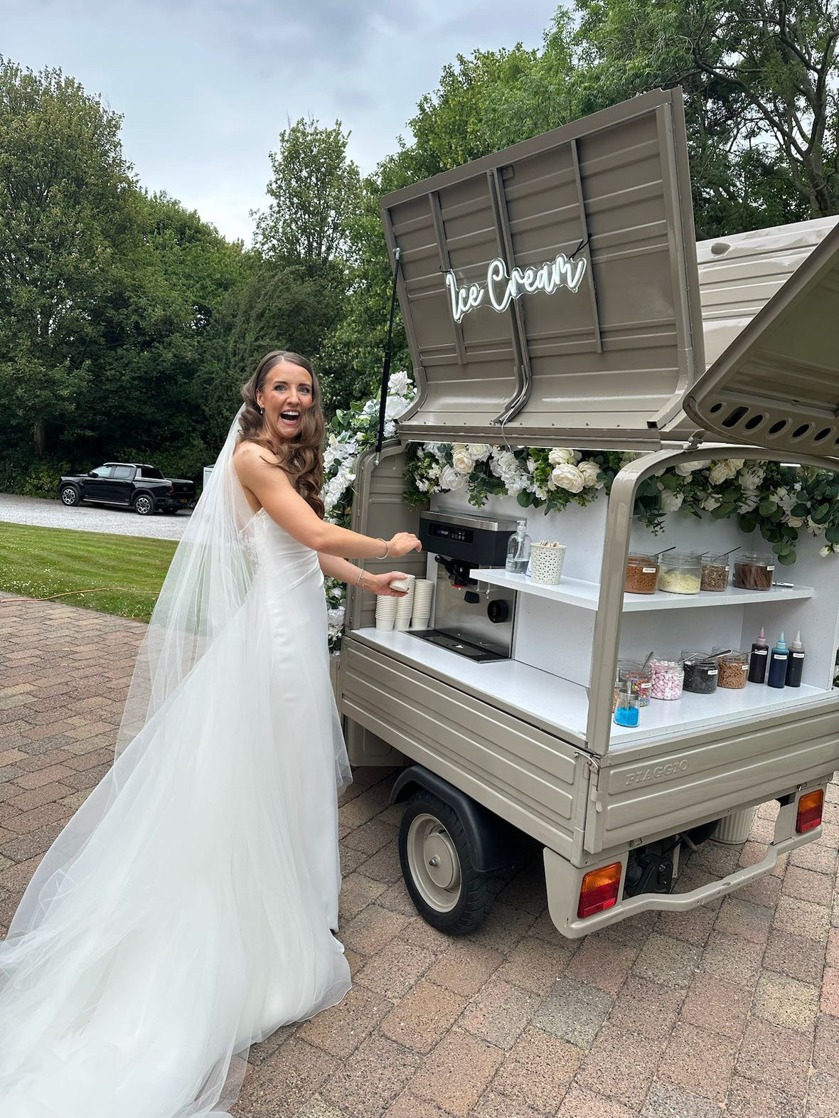 Guest pulling their own soft-serve at a branded event