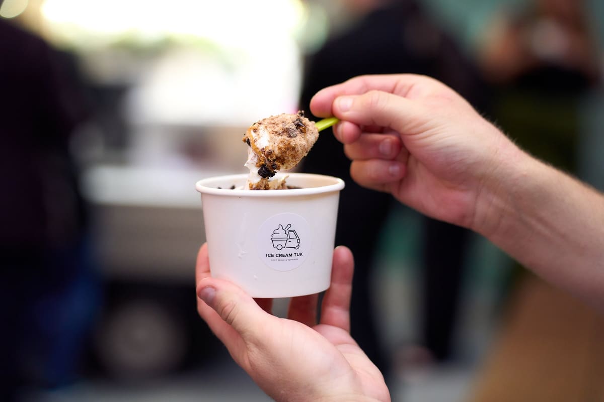 Soft-serve ice cream cone at a summer conference